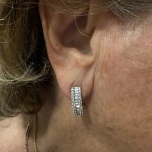 1 CTTW Diamond Hoop Earrings 14kt White Gold